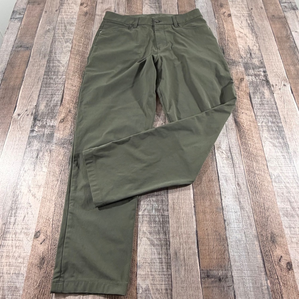 Lululemon Commission Pants Men 30x29 Olive Green Slim Chino Commuter Techwear